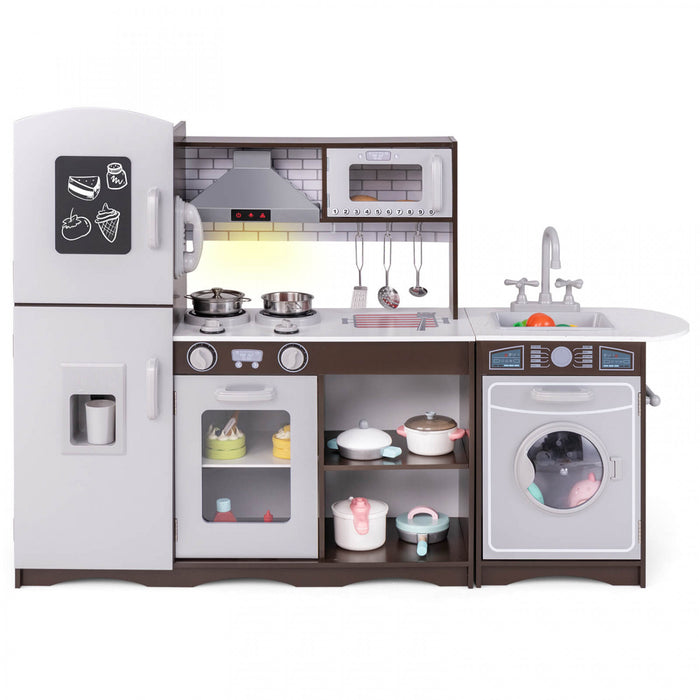 Costway Kids Kitchen Playset With Realistic Lights & Sounds Ice Maker Stoves Sink Oven