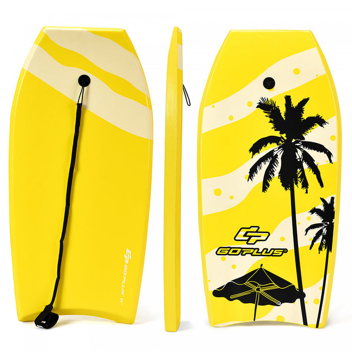 Goplus Body Board 33'' Super Lightweight Surfing Board W/ Leash Xpe Deck Eps Core