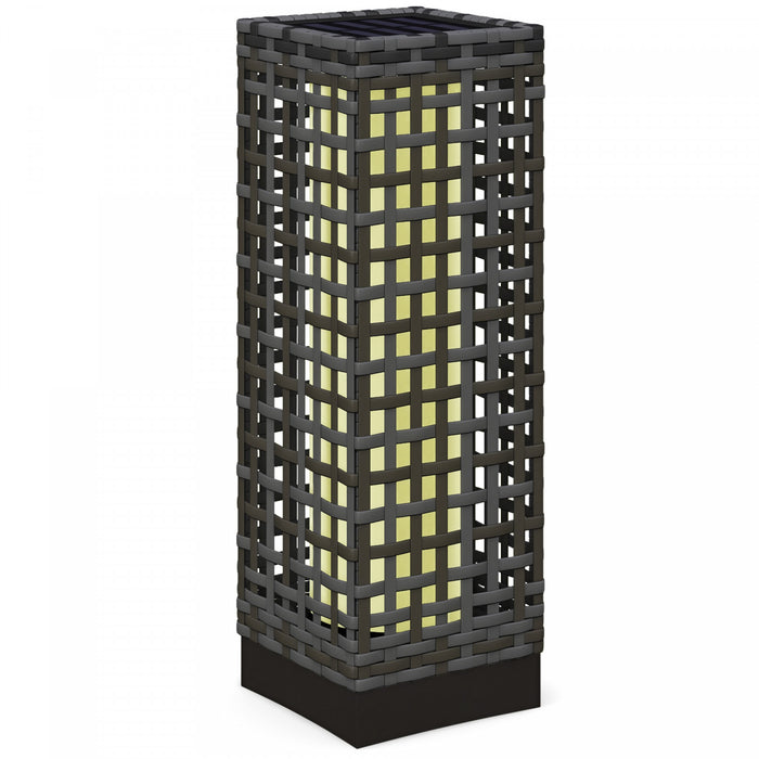 Outsunny Wicker Solar Floor Lamp, Solar Powered Outdoor Lamp with Auto On/Off LED Lights, IP44 Waterproof, Decorative Outdoor Solar Lantern for Patio, Porch, Pathway, Grey