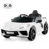 Costway 12v Electric Kids Ride On Car With Remote Control Wireless Connection Lights White