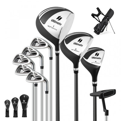 Costway Men's Complete Golf Clubs Package Set 10 Pieces Includes Alloy Driver Black