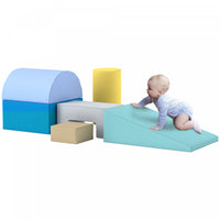 Qaba Baby Climbing Toys Indoor, 6-piece Foam Climbing Blocks For Toddlers, Soft Play Equipment For K