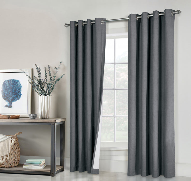 Thermaplus Suprema Charcoal Blackout Grommet Curtain Panel - 52 x 95