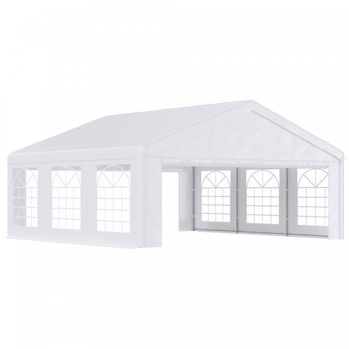 Outsunny 20' X 20' Heavy Duty Party Tent, Carport Garage Canopy, Patio Gazebo Canopy With Removable Sidewall, White