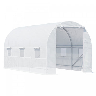 Outsunny 14.8x6.6x6.6ft Walk-in Tunnel Greenhouse Portable Garden Plant Growing Warm House With Door|Outsunny Serre De Jardin Tunnel Surface Sol 9 MĠ 4,5l X 2l X 2h M Chassis Tubulaire Renforce 18 Mm 6