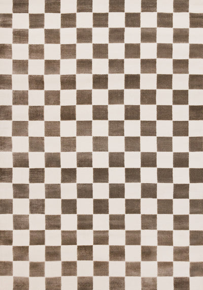 Leopold Checkered Brown White Geometric Area Rug - 7'10" x 10'6"|Carpette géométrique Leopold brune et blanche à motif de carreaux - 7 pi 10 po x 10 pi 6 po