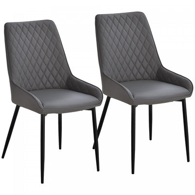 HOMCOM Dining Chairs Set of 2, PU Leather Kitchen Chairs with Steel Legs