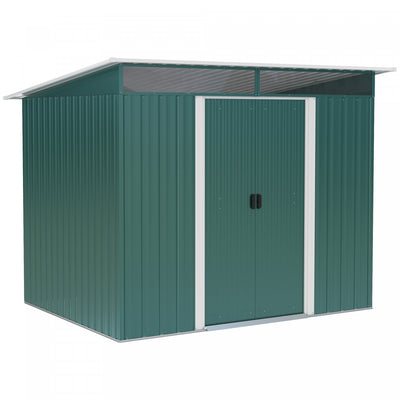 Outsunny 6' X 8.5' Garden Storage Shed, Metal Tool Storage House With Pc Boards And Double Doors For|Outsunny 6' X 8.5' Abri De Jardin Exterieur En Metal Remise Rangement Outils En Acier Vert