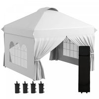 Outsunny 10' X 10' Outdoor Pop Up Canopy Tent With 4 Sidewalls, White