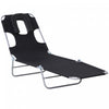 Outsunny Outdoor Lounge Chair, Adjustable Folding Chaise Lounge, Black