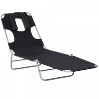 Outsunny Outdoor Lounge Chair, Adjustable Folding Chaise Lounge, Black