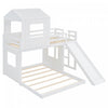 Marico Twin Over Solid Wood Full Bunk Bed With Slide, Playhouse Design - White | Lit Superpose Marico En Bois Massif, Taille Simple En Haut Et Double En Bas, Avec Toboggan, Design Maison De Jeu - Blanc