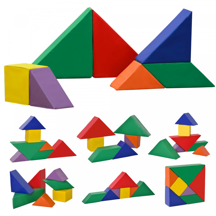 Qaba 7-piece Foam Climbing Blocks For Toddlers, Soft Play Climbing Crawling Toys Indoor, Modular Kids Play Safe For Building Different Shapes
