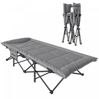 Outsunny Camping Cot for Adults with Padded Cushion, Grey