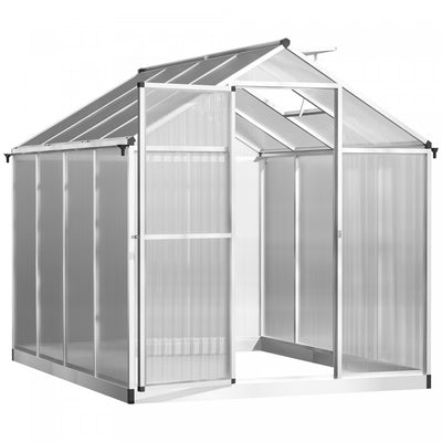 Outsunny 8' X 6' X 6.4' Walk-in Garden Greenhouse Polycarbonate Panels Plants Flower Growth Shed Col|Outsunny 8' L X 6' W Serre En Polycarbonate Avec Event De Toit Pour Ventilation Et Gouttiere Serre D