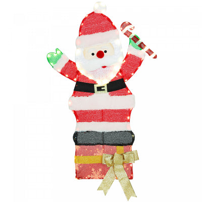 Outsunny 3ft Lighted Santa Claus, Christmas Decoration for Indoor Outdoor