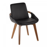 LumiSource Cosmo Faux Leather Mid-Century Dining Chair - Walnut/Black