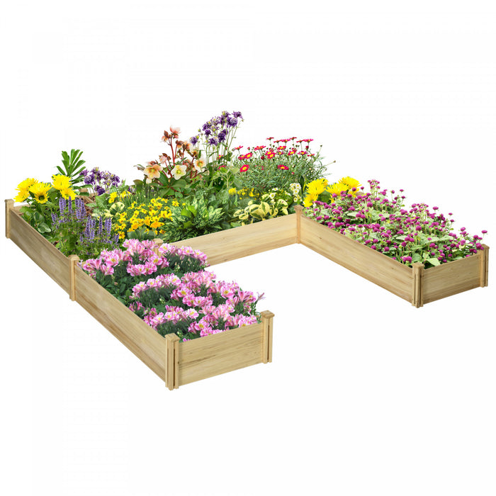 Outsunny Diy Five-box Raised Garden Bed, Wooden Planters For Outdoor Plants, Vegetables, Flowers, Herbs, Easy Assembly