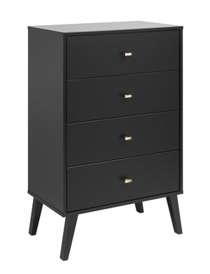 Milo Tall 4-Drawer Chest - Black|Commode verticale haute Milo à 4 tiroirs - noire