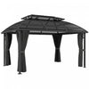 Outsunny 13' X 10' Patio Gazebo, Double Roof Outdoor Gazebo For Lawn, Black