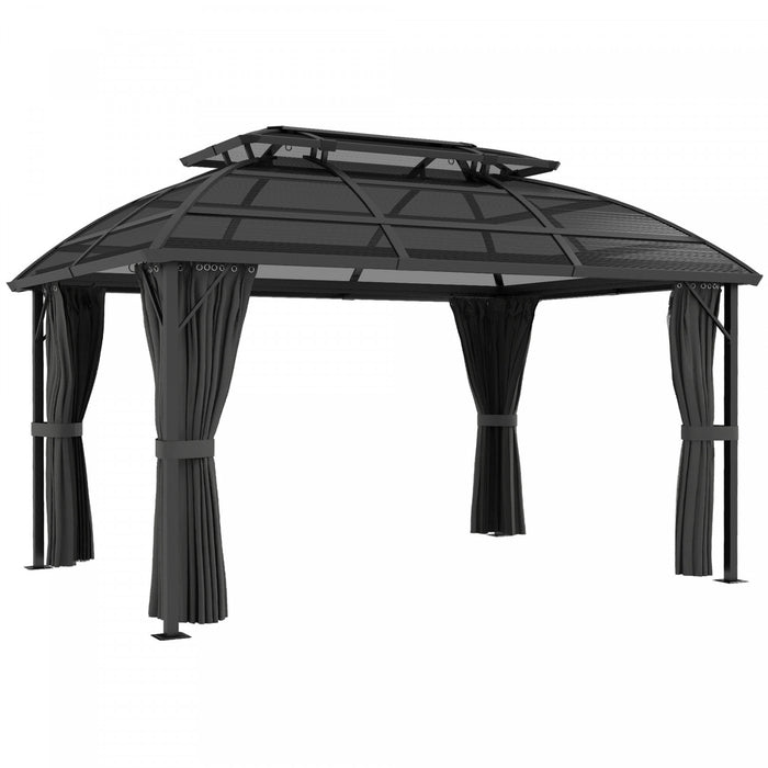 Outsunny 13' X 10' Patio Gazebo, Double Roof Outdoor Gazebo For Lawn, Black