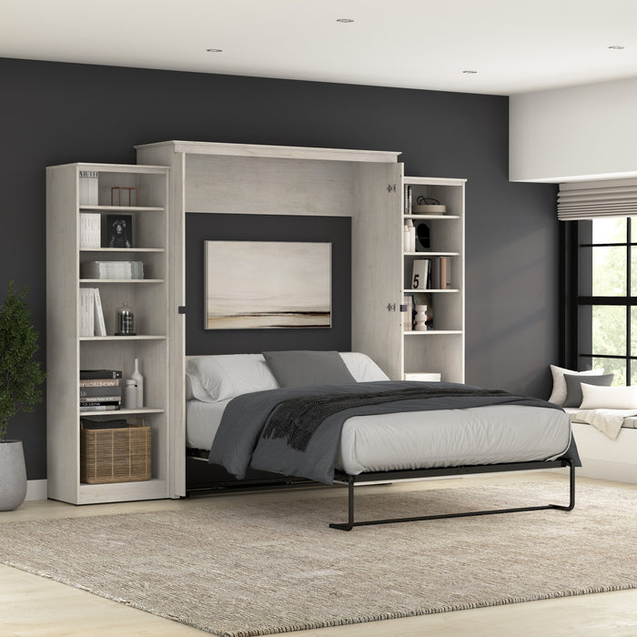 Bestar Key West Queen Murphy Bed with Closet Organizers (119 W) - Linen White Oak