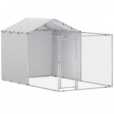 Pawhut Outdoor Dog Kennel With Waterproof & Uv-resistant Cover, Dog Run With Secure Lock For Small Medium Large Dogs, 13.1' X 7.5' X 7.5'