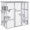 Pawhut Catio Outdoor Cat Enclosure, Wooden Outdoor Cat House Window Box With Weatherproof Roof, Bridge, Resting Box, Platforms, Cat Cage For 2 Kittens, White
