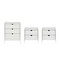 Coney Mid-Century Modern 3-Piece Dresser Set in White 