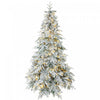 HOMCOM 7ft Prelit Flocked Christmas Tree, Downswept Hinged Xmas Tree