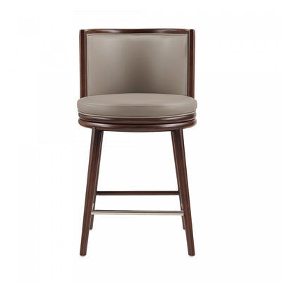 Evalyn Modern Wood Upholstered Counter Stool in Taupe | Tabouret de comptoir moderne en bois avec revetement en tissu taupe Evalyn