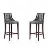 Fifth Avenue Traditional Wood Upholstered Barstool in Graphite - Set of 2