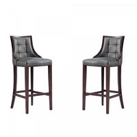Fifth Avenue Traditional Wood Upholstered Barstool in Graphite - Set of 2