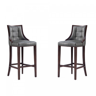 Fifth Avenue Traditional Wood Upholstered Barstool in Graphite - Set of 2 | Tabouret de bar traditionnel en bois avec assise rembourree Fifth Avenue, graphite – Lot de 2