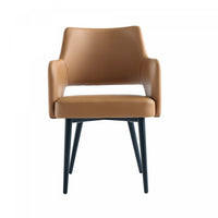 Tremont Modern Metal Vegan Leather Armchair in Saddle