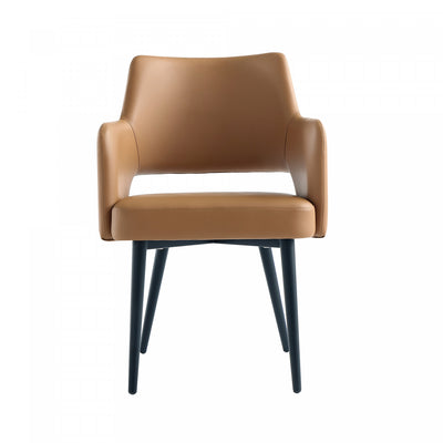 Tremont Modern Metal Vegan Leather Armchair in Saddle | Fauteuil moderne Tremont en metal et cuir vegetalien couleur selle