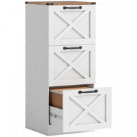HOMCOM 3 Drawer File Cabinet, Filing Cabinet Fits Letter/A4 Size, White