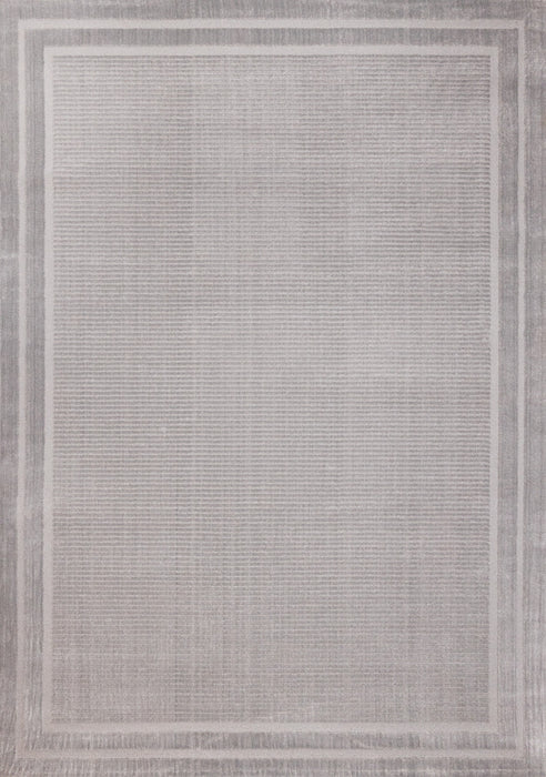 Ellie High-Low Textured Soft Polyester Grey Border Area Rug - 5'3\" x 7'7\"