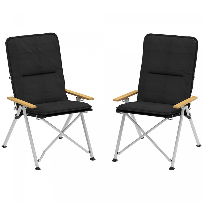Outsunny Folding Camping Chairs 2 Pack Outdoor Padded Recliner W/carry Bag