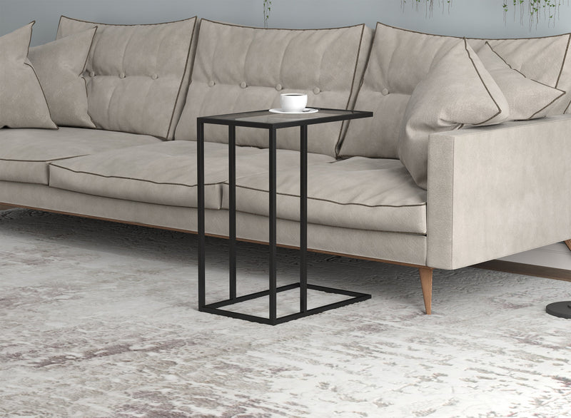 19” C-Shaped End Table With Metal Frame