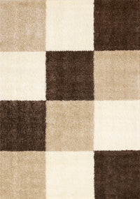 Fairmont Brown Beige White Checkered Rug, 5'3