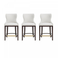 Blair Modern Wood Upholstered Counter Stool in White - Set of 3 Bar Stool