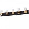 Dainolite Veronica 5 Light Vanity Light Matte Black/Aged Brass Clear Glass Lamp