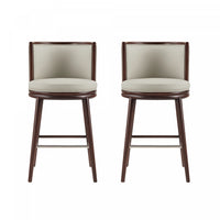 Evalyn Modern Wood Upholstered Barstool in Stone - Set of 2