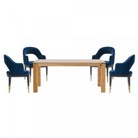 Carrington and Rockaway Modern Industry Chic 5-Piece Dining Set in Midnight Blue and Natural