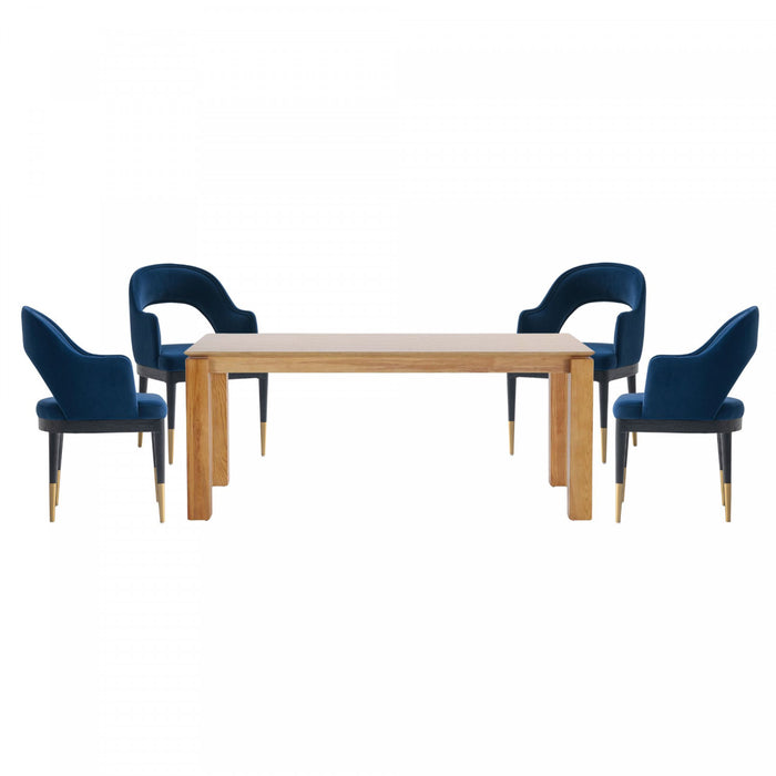 Carrington and Rockaway Modern Industry Chic 5-Piece Dining Set in Midnight Blue and Natural