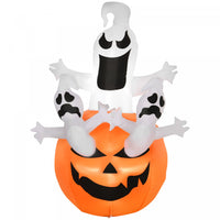 Homcom 6ft Halloween Inflatable Pumpkin Jack-o-lantern Ghosts For Garden