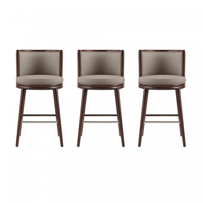 Evalyn Modern Wood Upholstered Barstool in Taupe - Set of 3 | Tabouret de bar moderne en bois et tissu Evalyn, taupe - Lot de 3