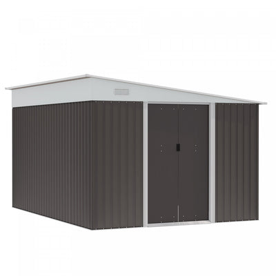 Outsunny 11.3' X 9.2' Steel Garden Storage Shed, Outdoor Metal Tool House With Double Sliding Doors |Outsunny - Abri De Jardin En Acier De 11,3 X 9,2 Pieds - Maison D'outils En Metal Pour L'exterieur,