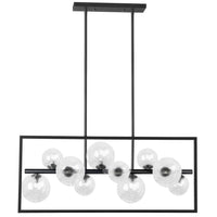 Dainolite Glasgow 10 Light Horizontal Pendant Square Frame Matte Black Finish Clear Glass Lamp